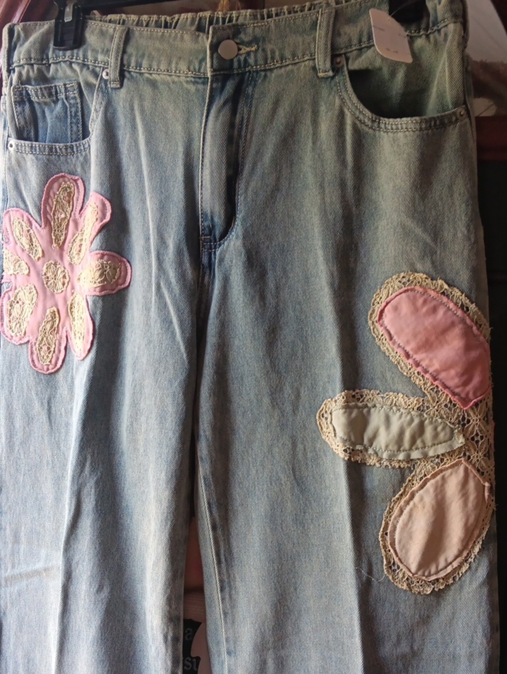 Oli and Hali Flower Applique Wide Leg Jeans NWT - SIZE XL